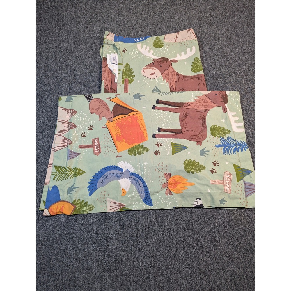 The Company Store Kids Organic Cotton Woodland Camping Pillow Sham Green - Picture 2 of 5